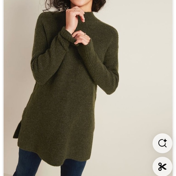 Old Navy Olive Green mock neck tunic sweater small fall casual soft comfy - Picture 1 of 7